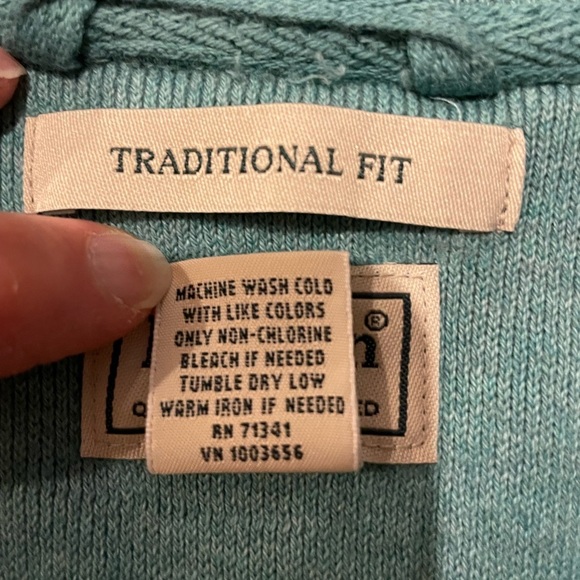 L.L. BEAN Men's Size XL Sweater Green Cotton 1/4 Zip Traditional Fit - Picture 5 of 7